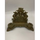 A DECORATIVE BRASS INKSTAND