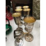 EIGHT SILVER PLATED WINE GOBLETS - 1 A/F