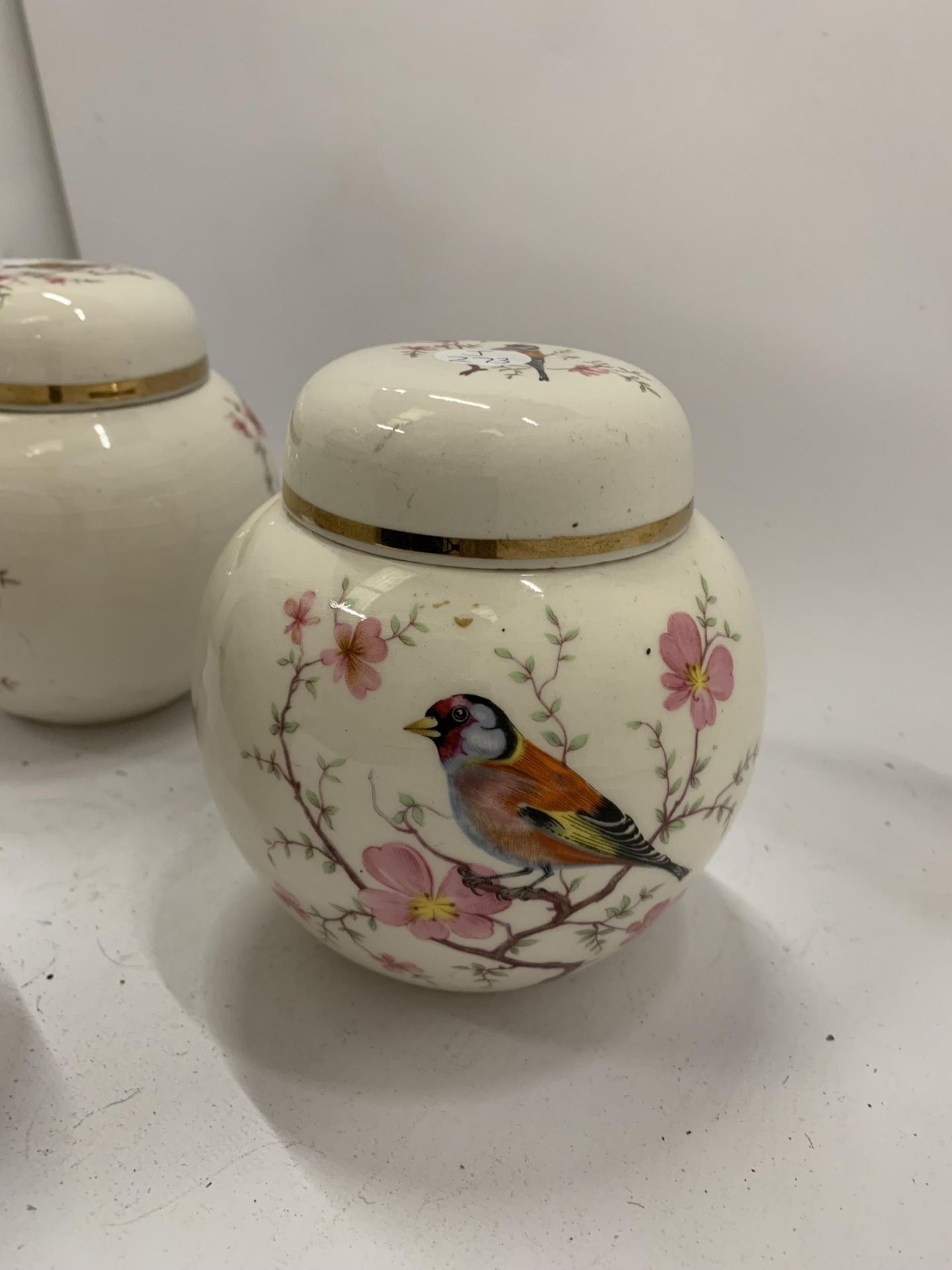 TWO ARTHUR WOOD GINGER JARS AND A TEMPLE JAR WITH BIRDS AND BLOSSOM DESIGN - Image 3 of 8