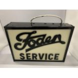 A FODEN SERVICE ILLUMINATED BOX SIGN, 27 X 38 X 10CM