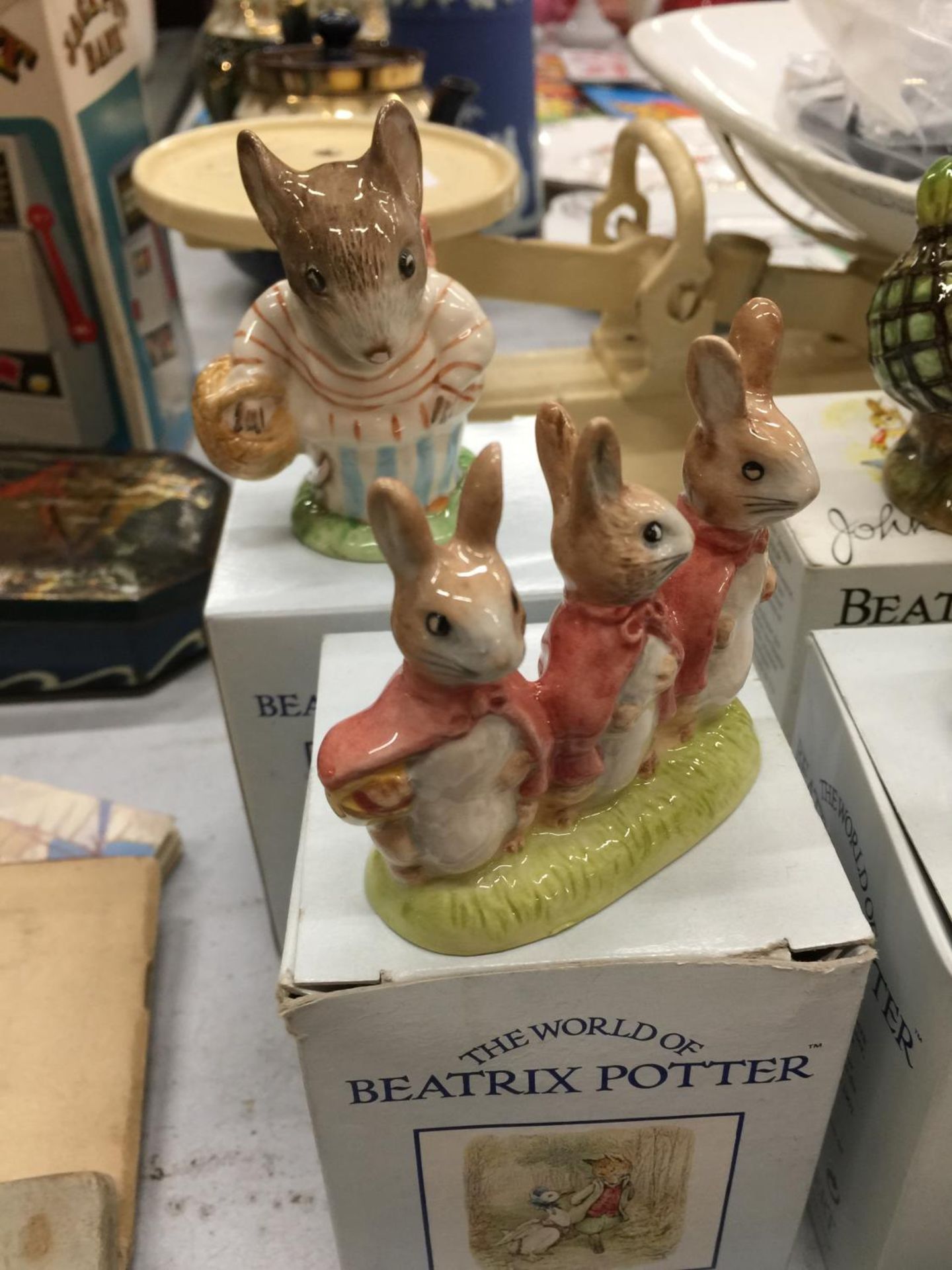 FIVE ROYAL ALBERT BEATRIX POTTER FIGURES TO INCLUDE JEREMY FISHER, FLOPSY, MOPSY AND COTTONTAIL, - Image 4 of 10