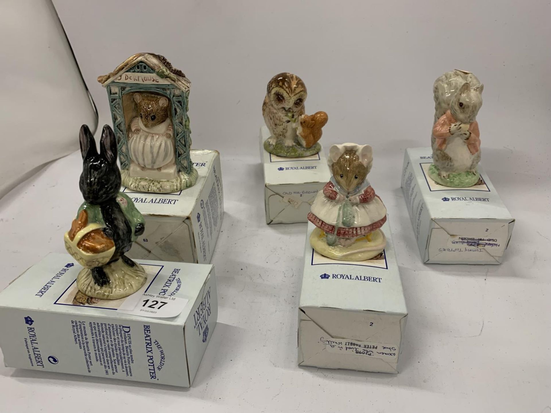 FIVE BOXED ROYAL ALBERT BEATRIX POTTER FIGURES TO INCLUDE LITTLE BLACK RABBIT, MISS DORMOUSE, THE - Image 2 of 6