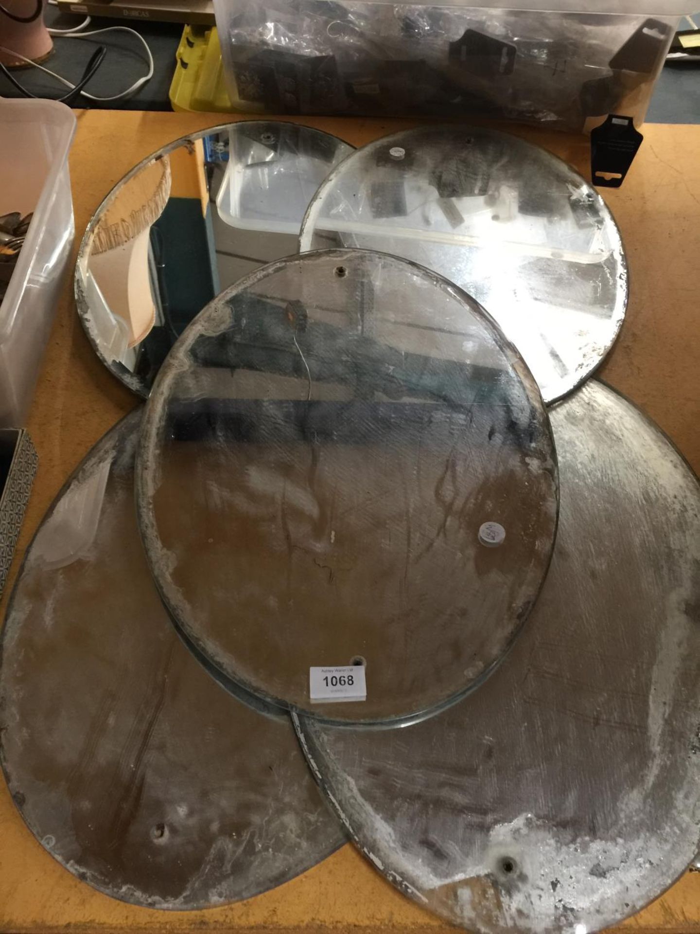 FIVE UNFRAMED OVAL MIRRORS - Image 2 of 4