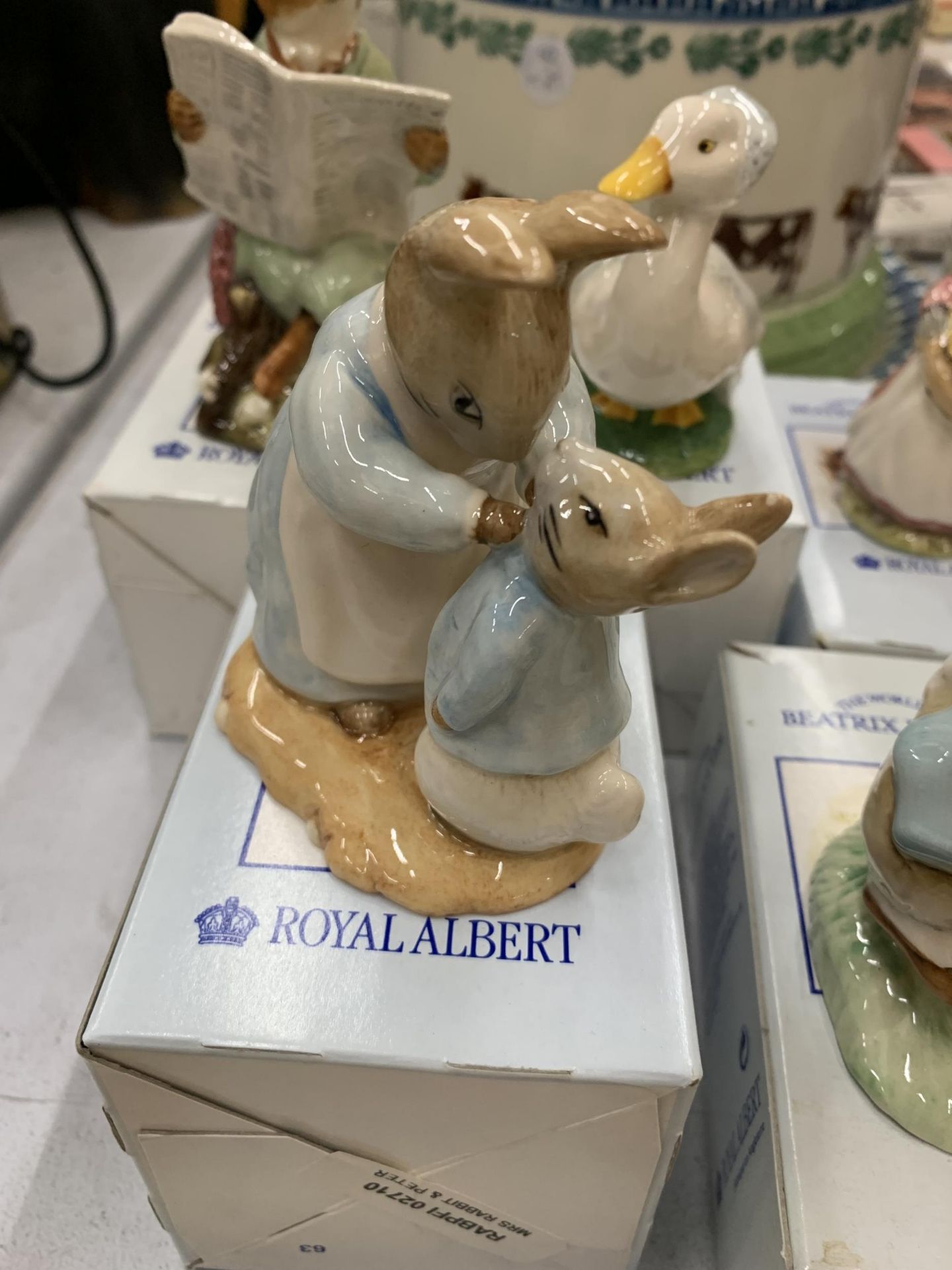 A COLLECTION OF ROYAL ALBERT BEATRIX POTTER FIGURES TO INCLUDE PETER RABBIT, MRS RABBIT AND PETER, - Image 3 of 10