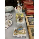 FIVE BOXED ROYAL ALBERT BEATRIX POTTER TO INCLUDE JOHNNY TOWNMOUSE WITH A BAG, PETER AND THE