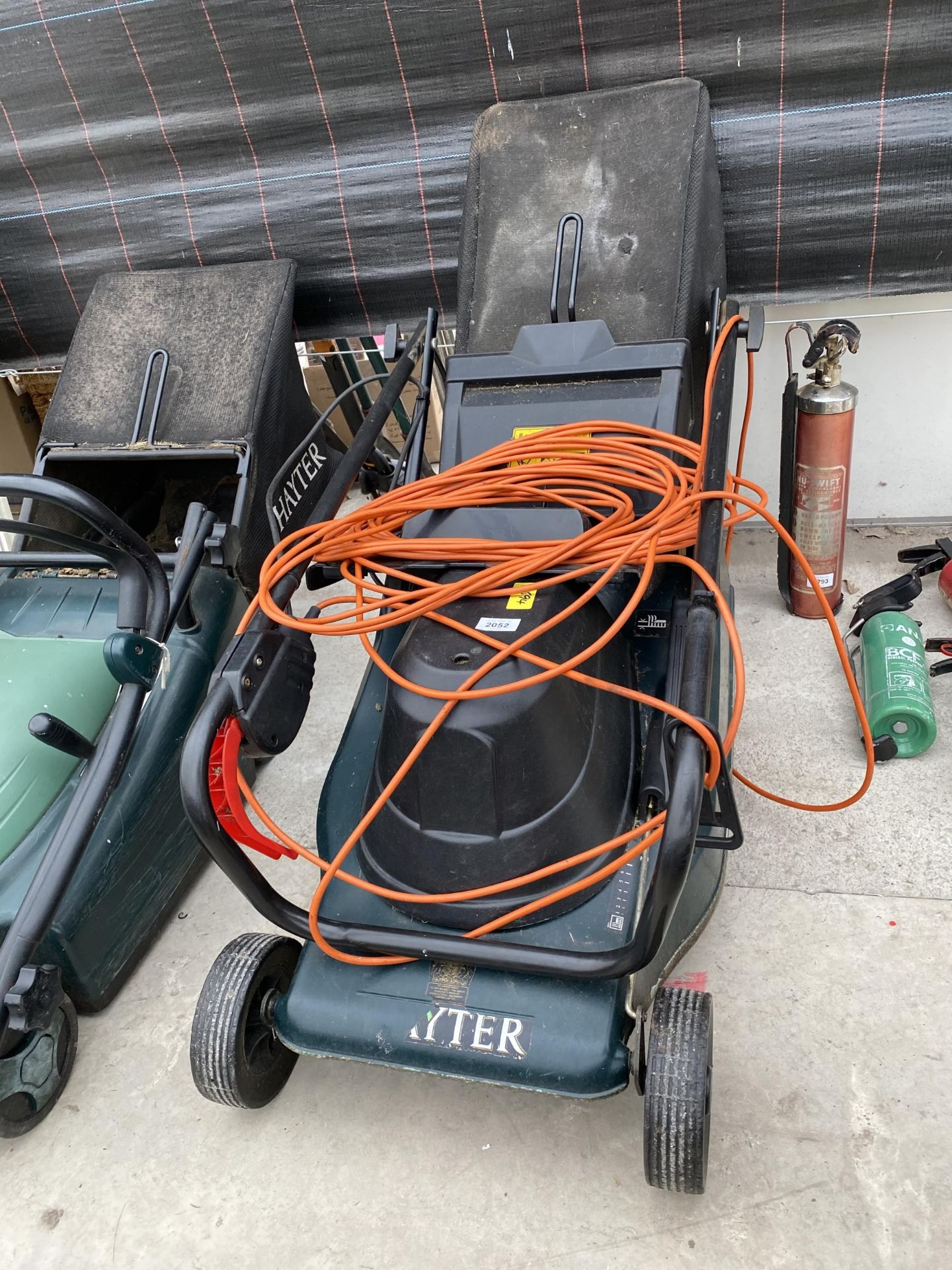 AN ELECTRIC HAYTER LAWN MOWER WITH GRASS BOX
