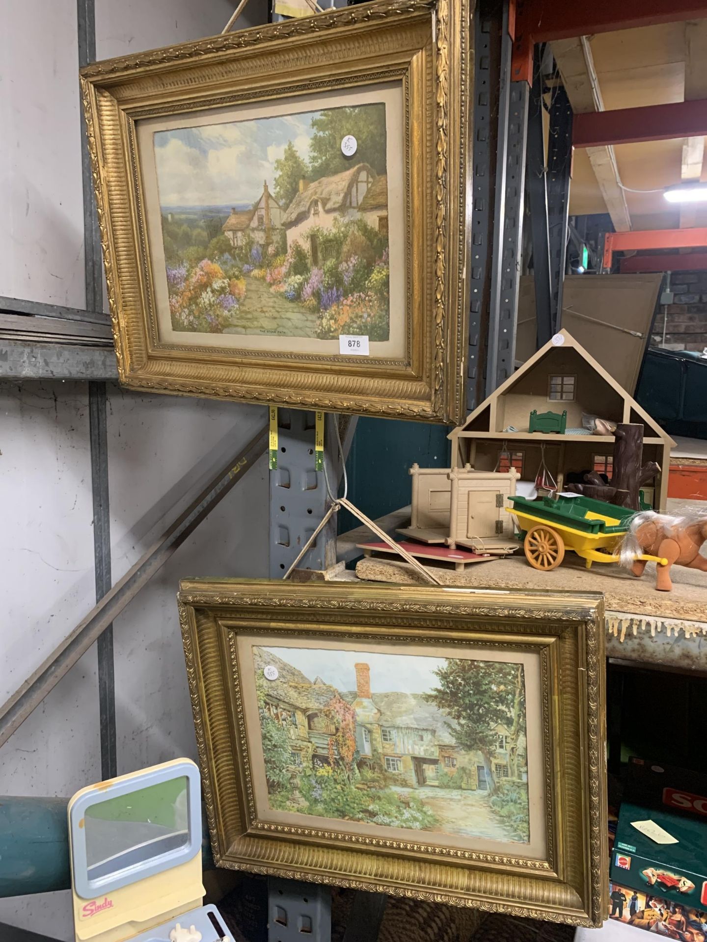 TWO GILT FRAMED PRINTS OF COTTAGE SCENES