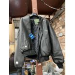 AN AS NEW ITALIAN BLACK LEATHER LOOK JACKET IN MEDIUM