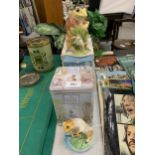 THREE BEATRIX POTTER JEREMY FISHER ITEMS TO INCLUDE TWO BOXED AND ONE IN A TIN