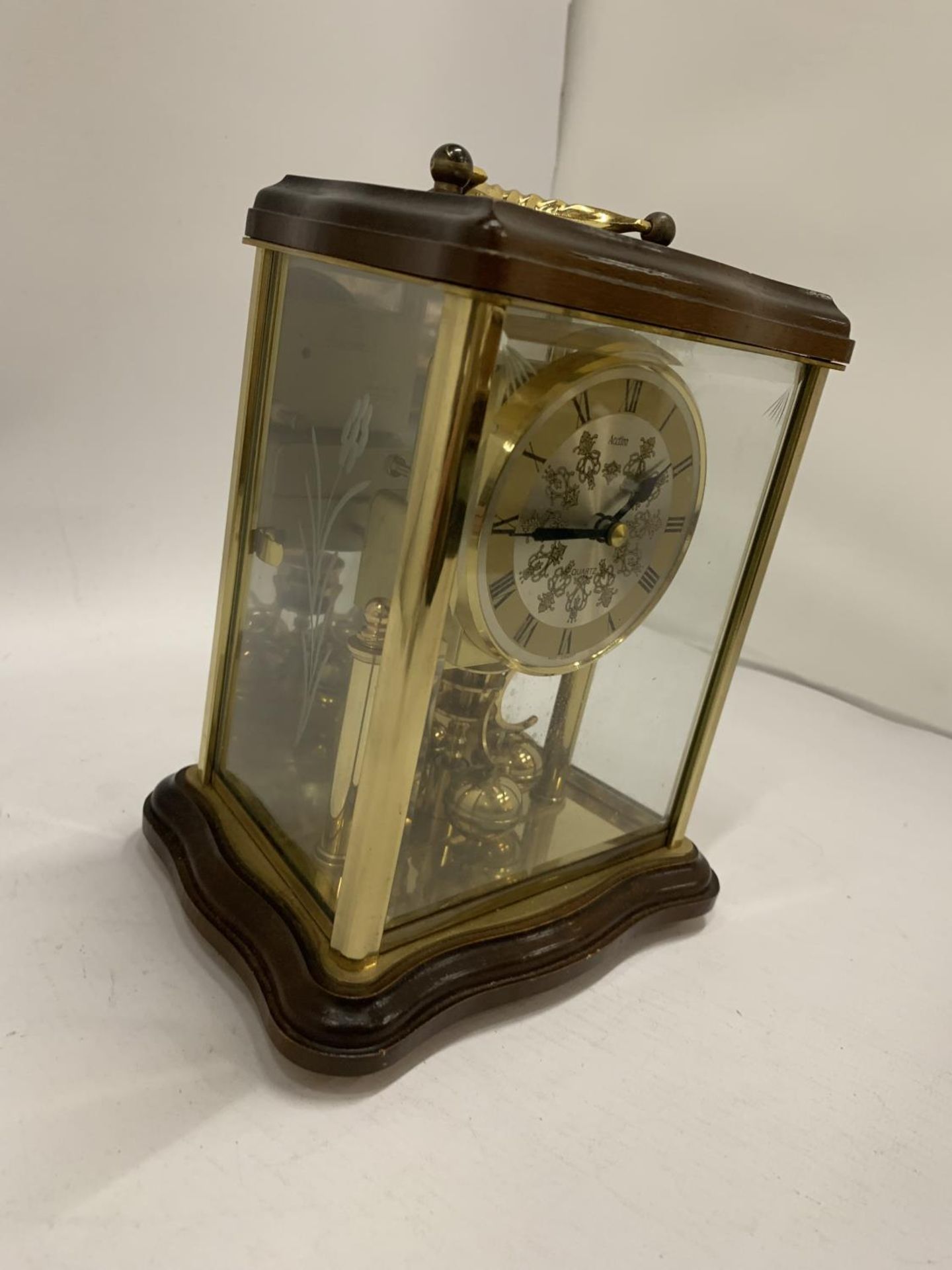 A WOOD AND GLASS CASED ANNIVERSARY CLOCK MADE BY ACCTIM - Image 4 of 8