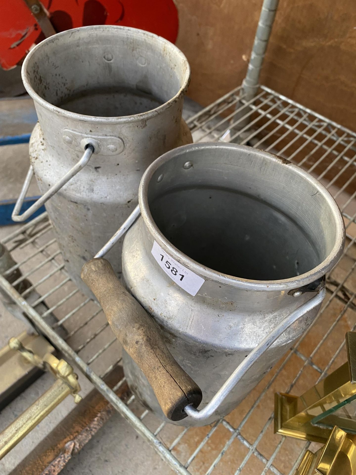 A PAIR OF METAL MILK CANS (LACKING LIDS) - Image 2 of 2