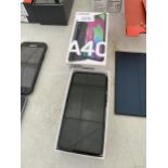 A SAMSUNG A40 MOBILE PHONE WITH BOX