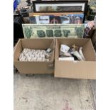 AN ASSORTMENT OF HOUSEHOLD CLEARANCE ITEMS TO INCLUDE CERAMICS AND PRINTS ETC