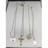 FOUR SILVER NECKLACES WITH PENDANTS