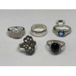 FIVE VARIOUS SILVER RINGS