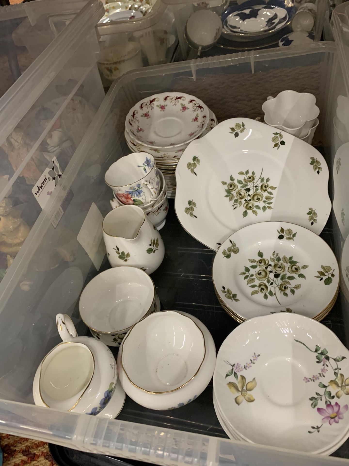 TWO BOXES OF CERAMICS TO INCLUDE COALPORT TEASETS, CROWN STAFFORDSHIRE, ETC - Image 4 of 7