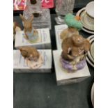 FOUR ROYAL ALBERT BEATRIX POTTER FIGURES TO INCLUDE AND THIS PIG HAD NONE, BENJAMIN BUNNY, NO MORE