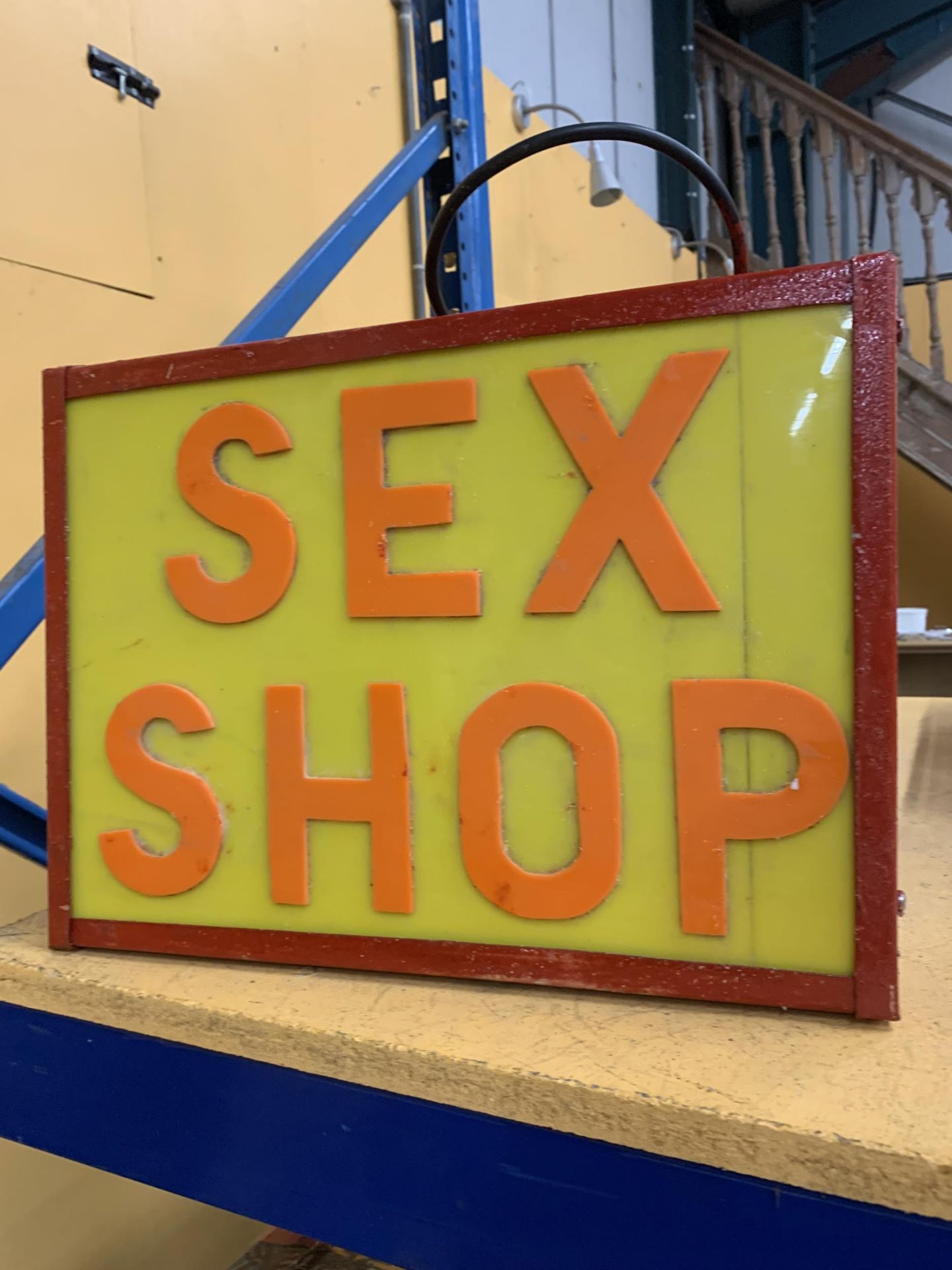 A SEX SHOP ILLUMINATED BOX SIGN, 30 X 40 X 10CM