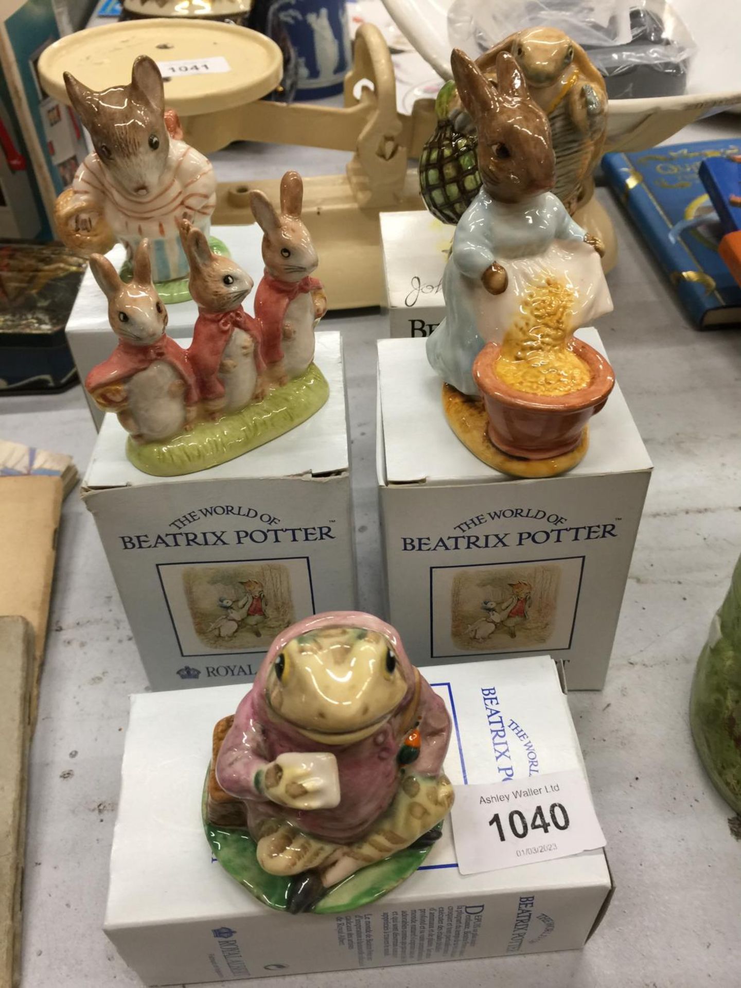 FIVE ROYAL ALBERT BEATRIX POTTER FIGURES TO INCLUDE JEREMY FISHER, FLOPSY, MOPSY AND COTTONTAIL, - Image 2 of 10