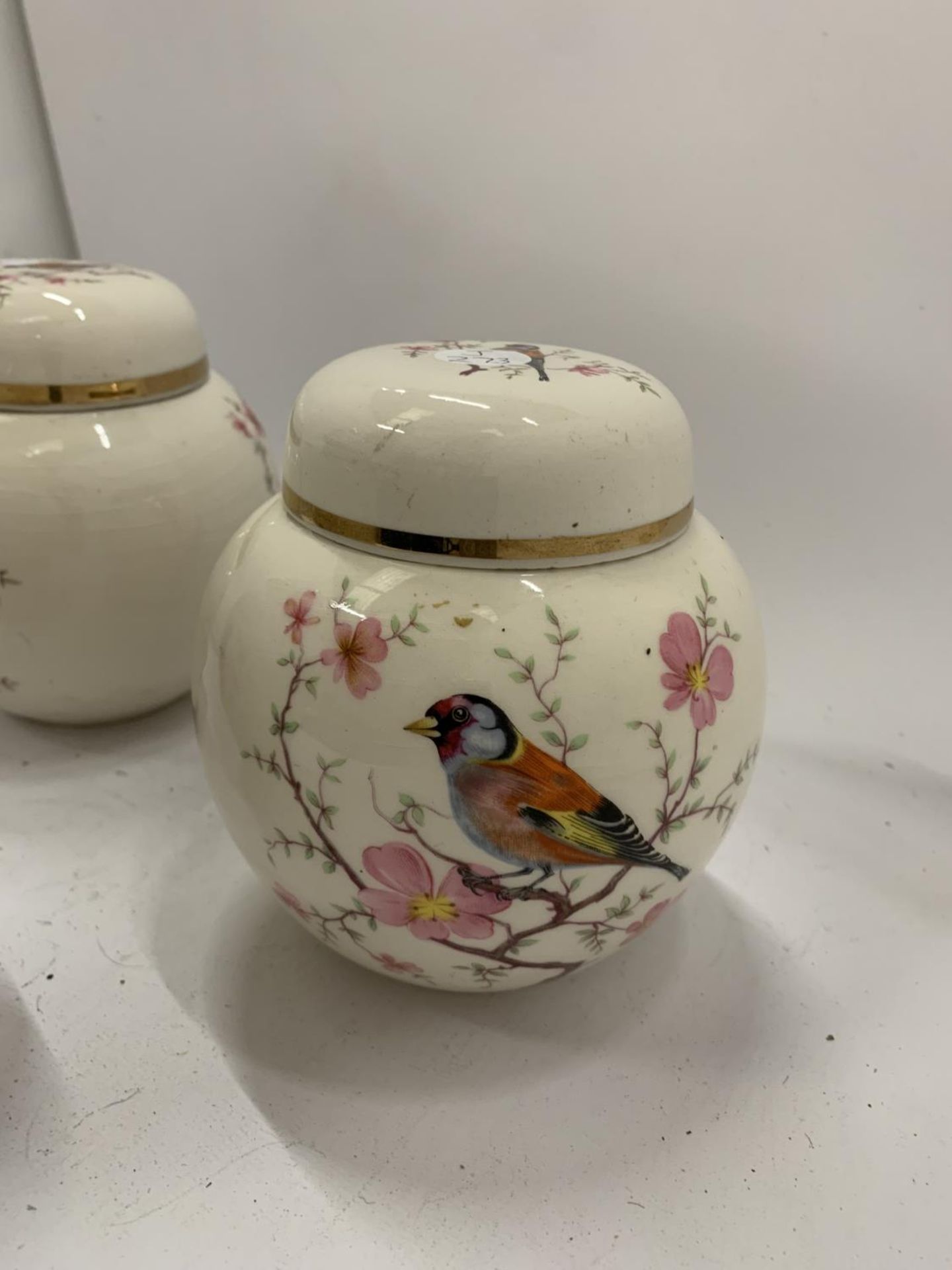 TWO ARTHUR WOOD GINGER JARS AND A TEMPLE JAR WITH BIRDS AND BLOSSOM DESIGN - Image 4 of 8