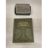 A VINTAGE POST CARD ALBUM TO INCLUDE 150 CARDS PLUS A BOX OF POST CARDS