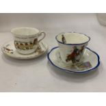 TWO CHINA NURSERY CUPS AND SAUCERS