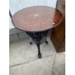 A CAST METAL BRITANNIA PUB TABLE, 24" DIAMETER