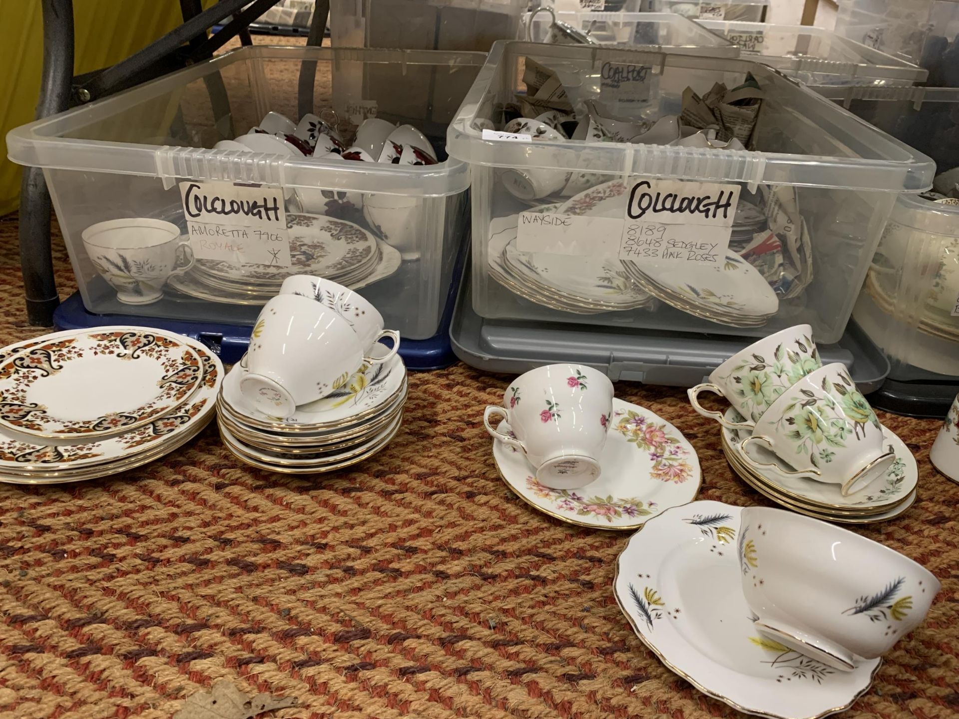 TWO BOXES OF ASSORTED COLCLOUGH PART DINNER SETS