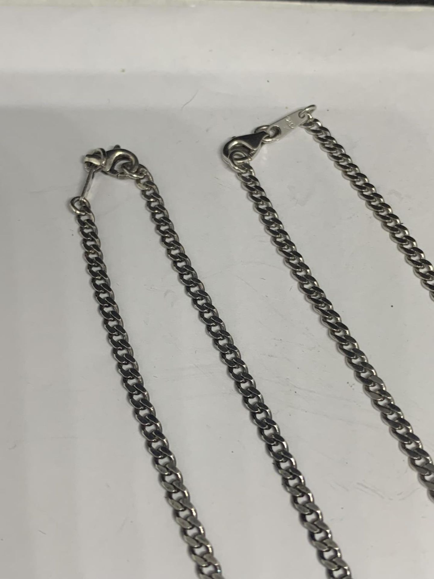 TWO SILVER FLAT LINK CHAINS - Image 3 of 3