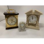 THREE MANTLE CLOCKS TO INCLUDE AYNSLEY, ETC