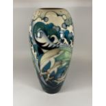 A LARGE MOORCROFT NUMBERED EDITION DOLPHINS PATTERN VASE, NO. 34, HEIGHT 36.5CM