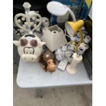 AN ASSORTMENT OF ITEMS TO INCLUDE LAMPS AND EXTENSION LEADS ETC