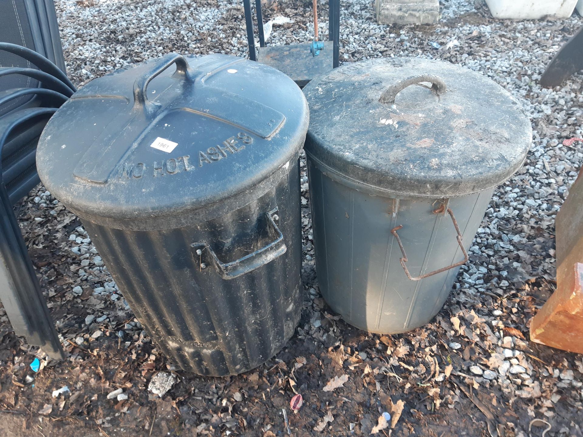 TWO PLASTIC DUST BINS WITH LIDS