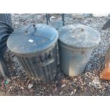 TWO PLASTIC DUST BINS WITH LIDS