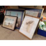 AN ASSORTMENT OF FRAMED PRINTS AND PICTURES