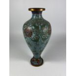 A 19TH CENTURY CHINESE FLORAL CLOISONNE DESIGN VASE, HEIGHT 24CM (A/F)