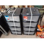 TWO FOUR DRAWER PLASTIC STORAGE TOWERS