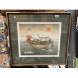 A FRAMED PRINT OF NOAHS ARK SIGNED BY THE ARTIST MICHAEL SAGE