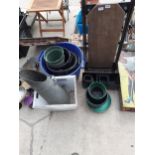 AN ASSORTMENT OF ITEMS TO INCLUDE A SACK TRUCK AND PLANT POTS ETC