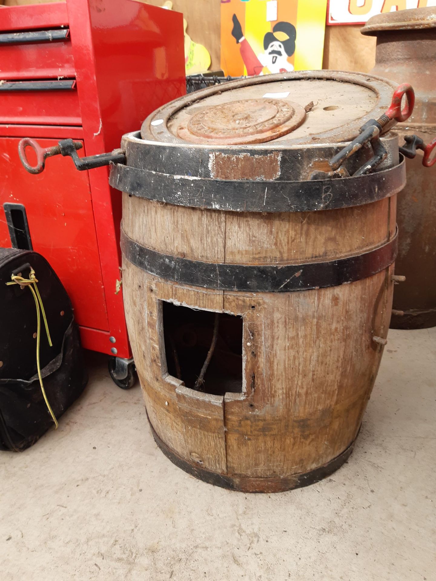 A VINTAGE WOODEN BUTTER CHURN - Image 2 of 4