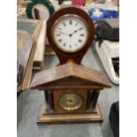 TWO WOODEN MANTLE CLOCKS