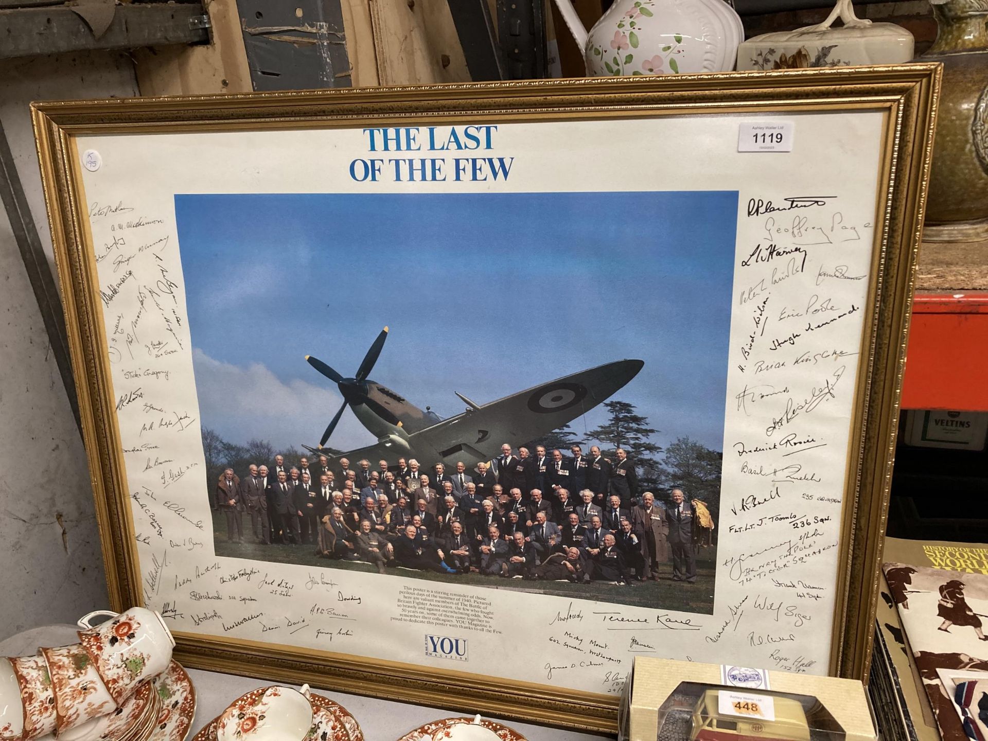 A FRAMED PRINT TITLED 'THE LAST OF THE FEW' THE BATTLE OF BRITAIN FIGHTER ASSOCIATION WITH