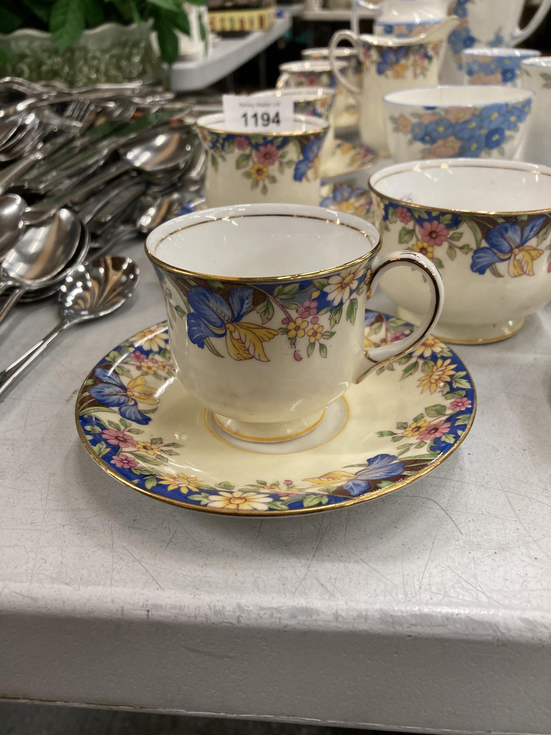 AYNSLEY CUPS AND SAUCERS, SUGAR BOWL, MILK JUG AND A FURTHER TEA SET (ONE CUP A/F) - Image 2 of 5