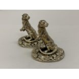 TWO HALLMARKED SILVER FILLED CAMELOT SILVERWARE LTD OTTER FIGURES