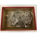 A QUANTITY OF WHITE METAL COSTUME JEWELLERY TO INCLUDE NECKLACES, EARRINGS, ETC