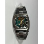 A RARE BULOVA ACCUTRON SPACEVIEW STAINLESS STEEL WATCH