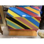 A PAINTED WOODEN TOMBOLA RAFFLE BOX