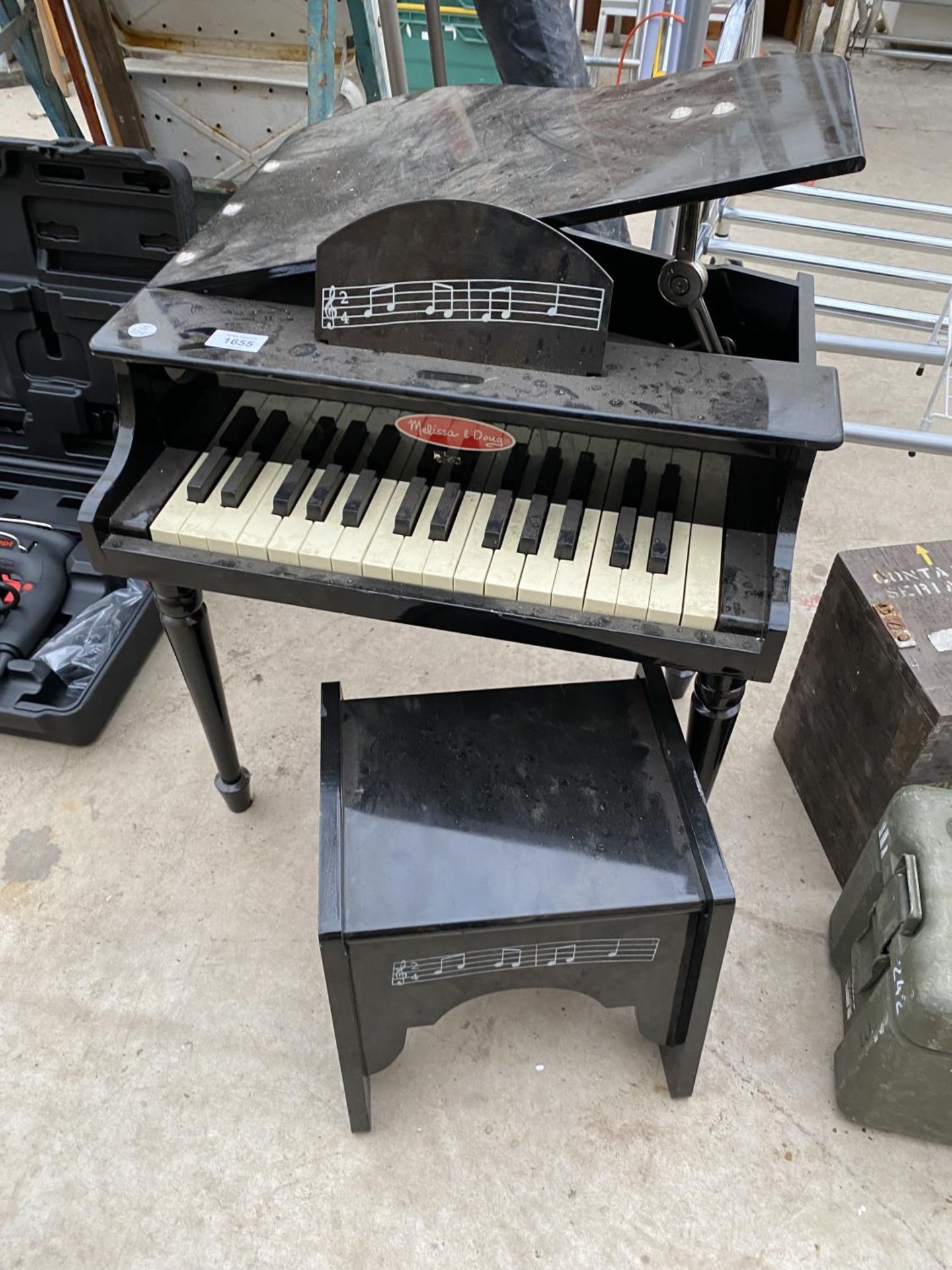 A MINIATURE PIANO AND PIANO STOOL