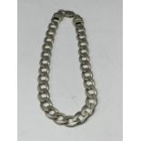 A HEAVY SILVER FLAT LINK BRACELET