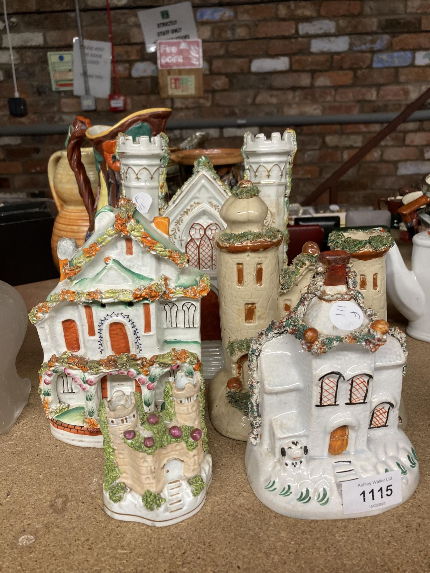 FIVE VINTAGE STAFFORDSHIRE COTTAGES, ETC